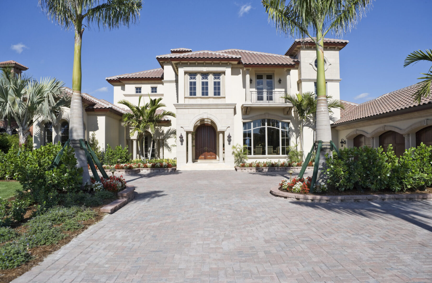 Beautiful house under clear blue sky